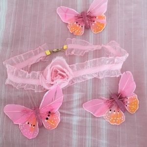 Pink ribbon choker 💕