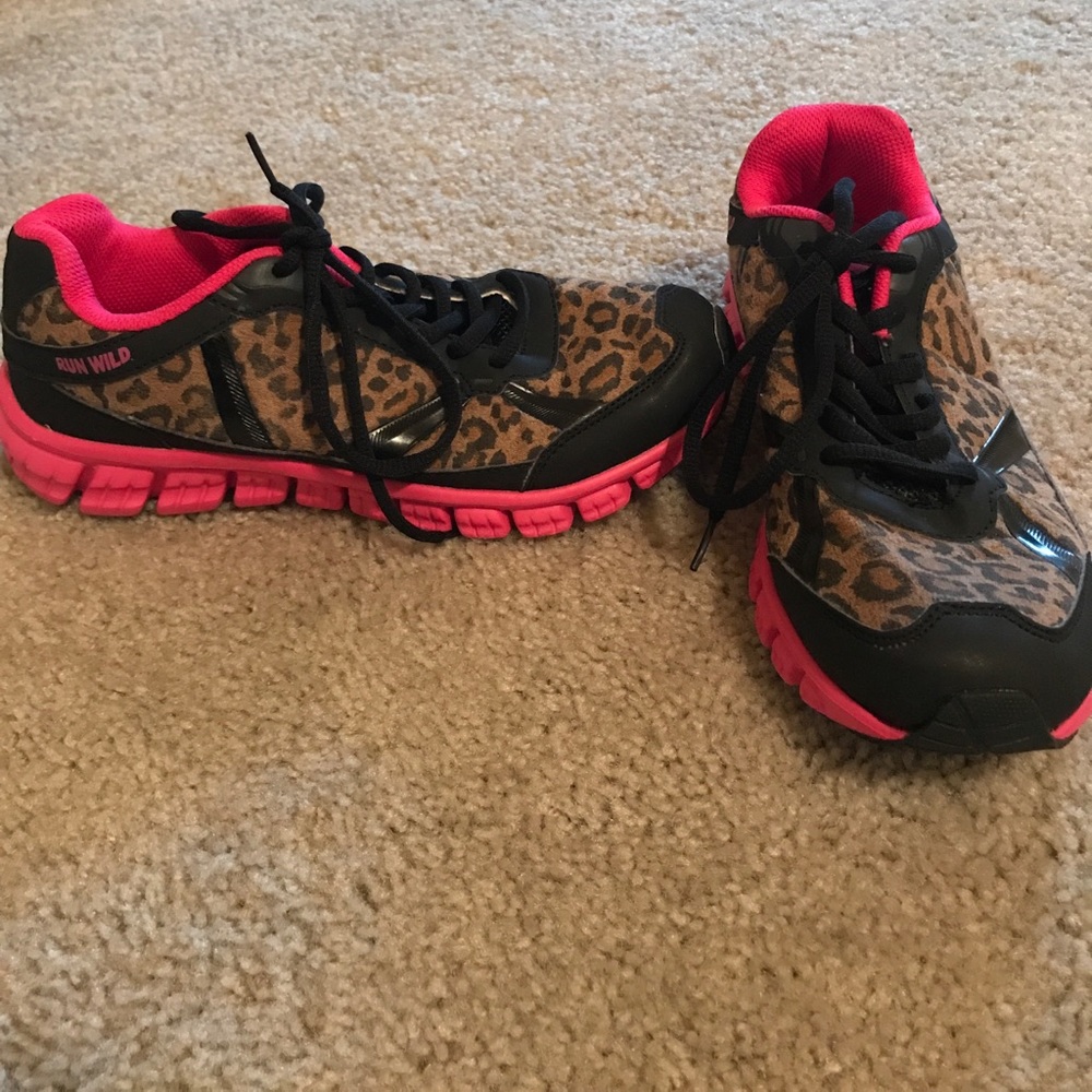 Hot pink and leopard tennis shoes