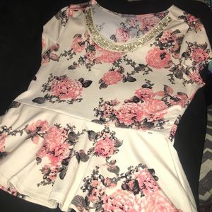 Pink Floral Short Sleeve top