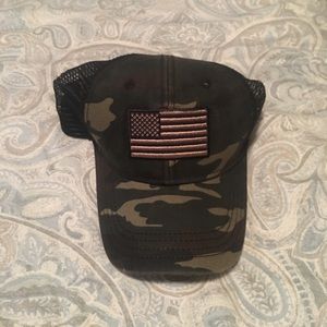 Camo American flag trucker hat.