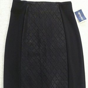 Black High Waisted Skirt With Faux Leather