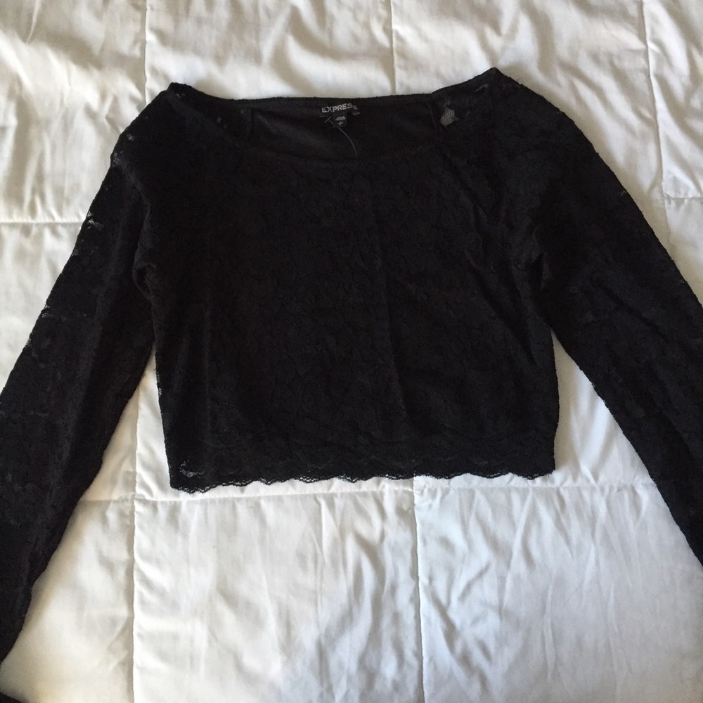 Express Black Lace Crop Top
